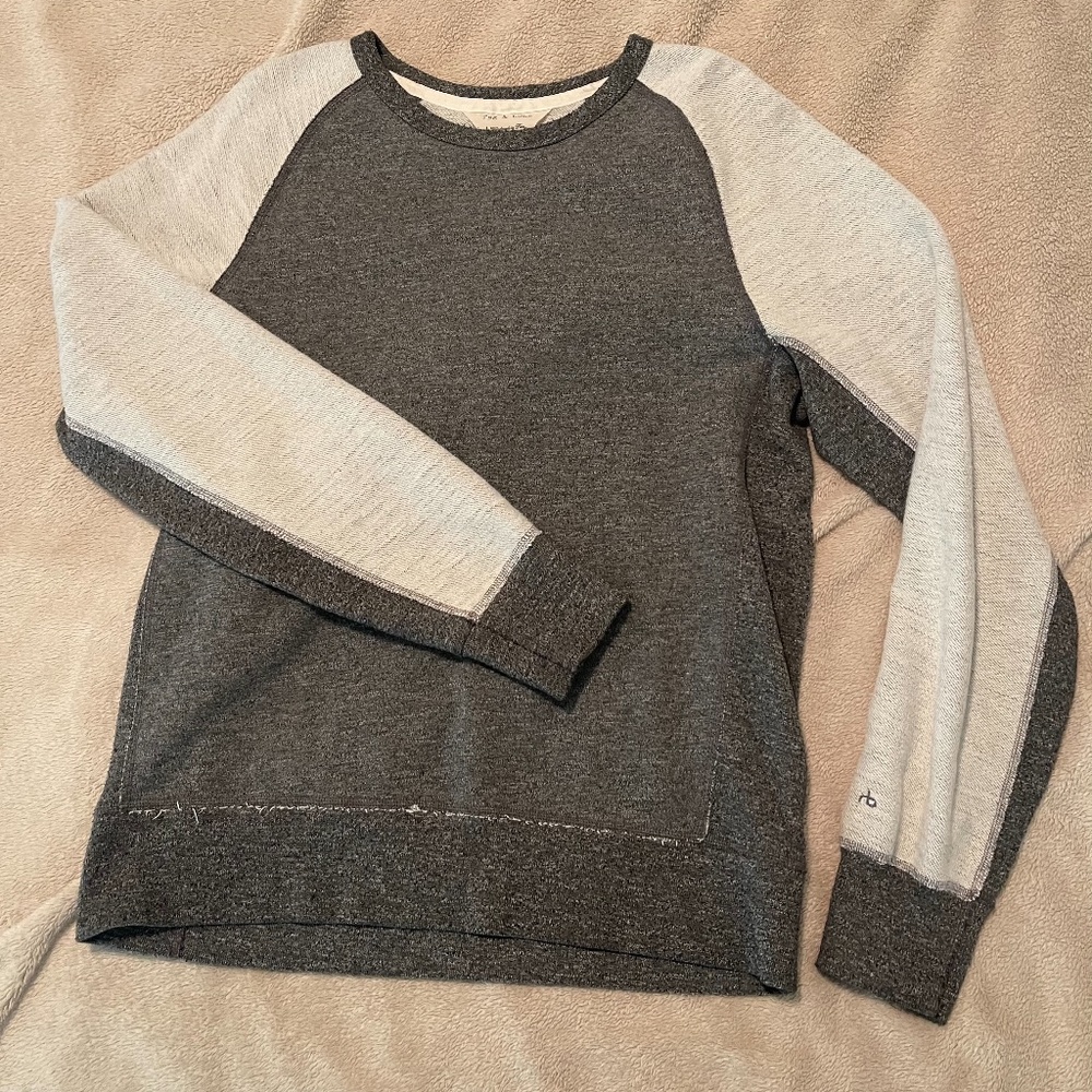 rag & bone Two-Tone Gray Raglan Sweatshirt